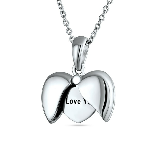 Heart Pendant on Heart-Shaped Ring Adjustable Chain Sterling Silver Engravable 